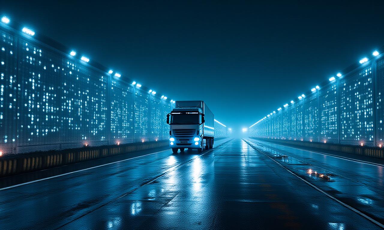 Logistics hub at night